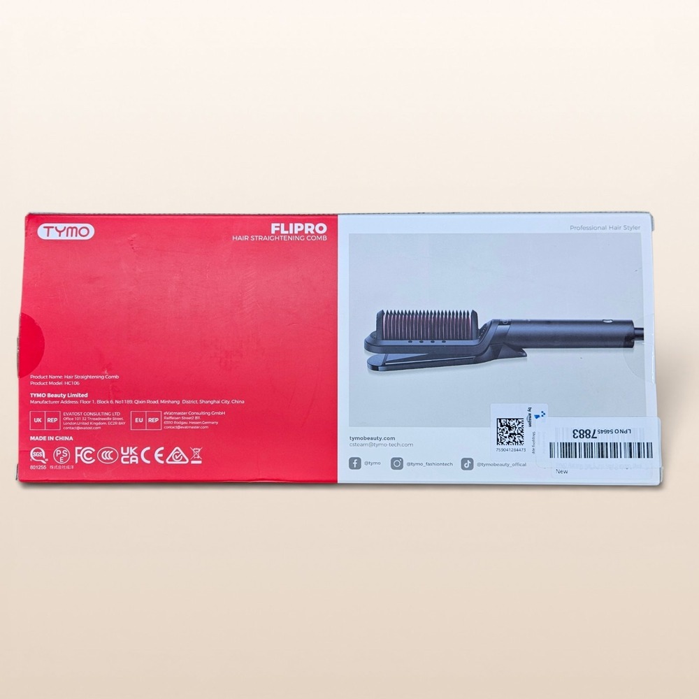 TYMO FLIPRO Hair Straightener 2-in-1 Straightening Brush & Iron New Open Box - Picture 8 of 9